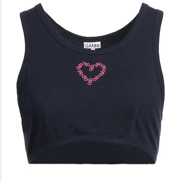 GANNI NWT Midnight Blue crop top size Small - Picture 1 of 6